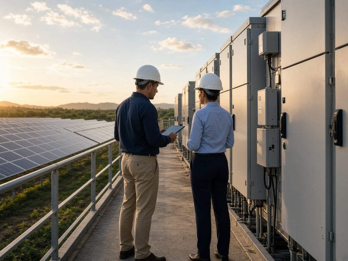 Technical inspection of a solar plant during due diligence