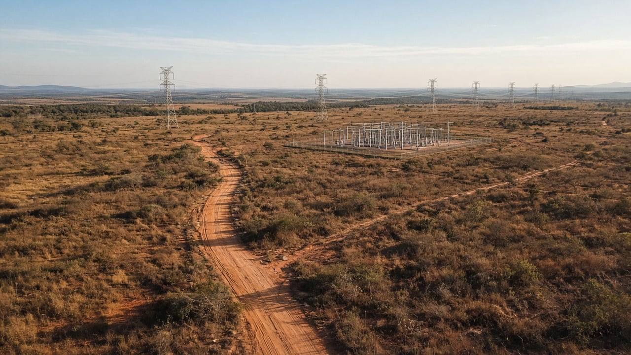 Área rural com linha de transmissão avaliada para usina solar